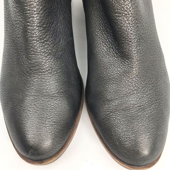 Lucky Brand Bartalino Metallic Gray Leather Side Zip Ankle Booties - Picture 9 of 16
